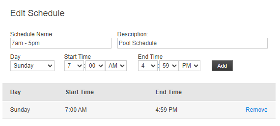 A screenshot of a pool scheduleDescription automatically generated