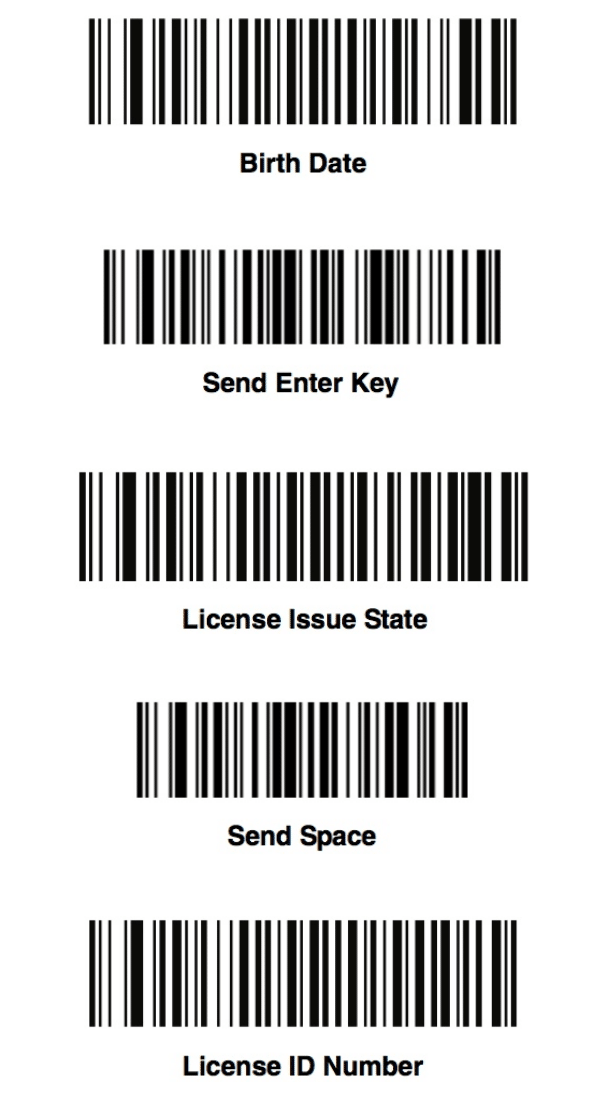 Several bar code symbols Description automatically generated